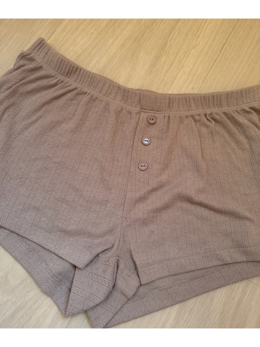 Womens Casual Knit Mini Shorts in Brown
